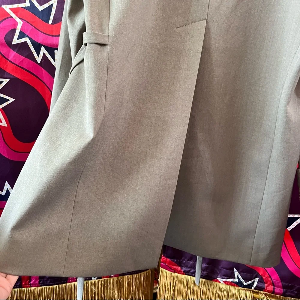 Chloe Wool Twill Jacket Side Tie Blazer Grey France Embroidered Belted Belt Rare - Picture 9 of 15